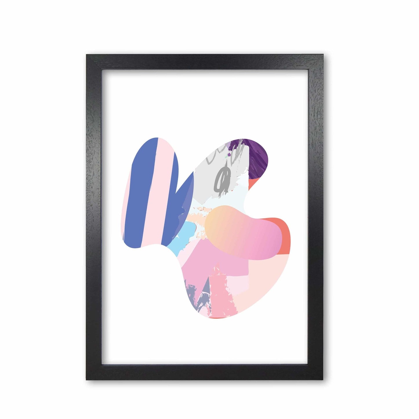 Pink abstract butterfly shape modern fine art print