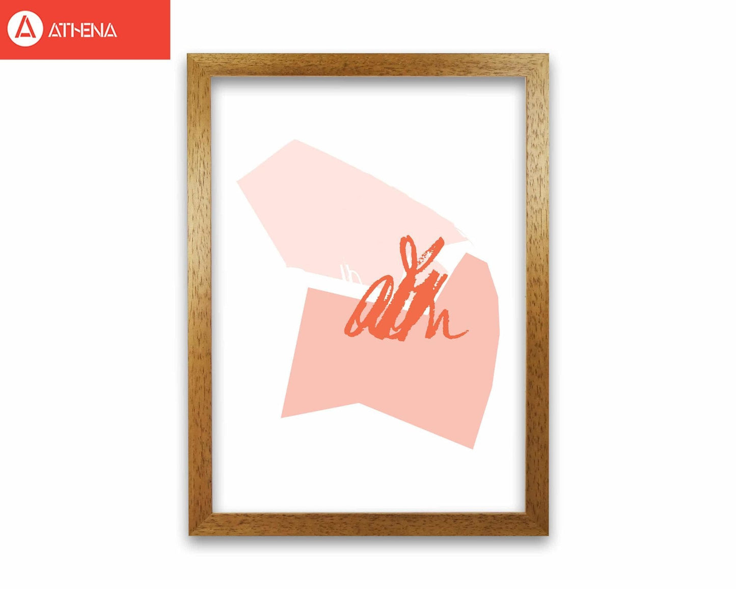 Pink and coral abstract shapes modern fine art print