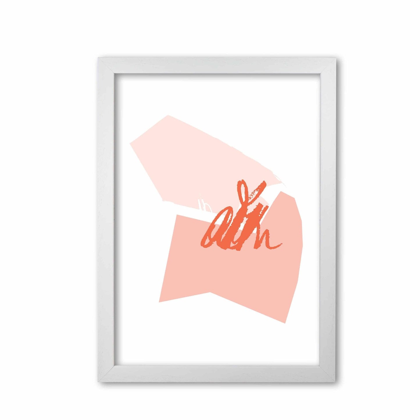 Pink and coral abstract shapes modern fine art print