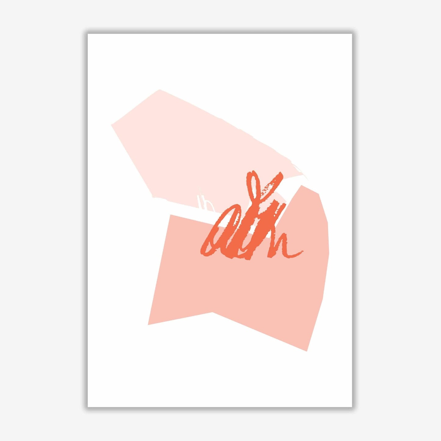 Pink and coral abstract shapes modern fine art print