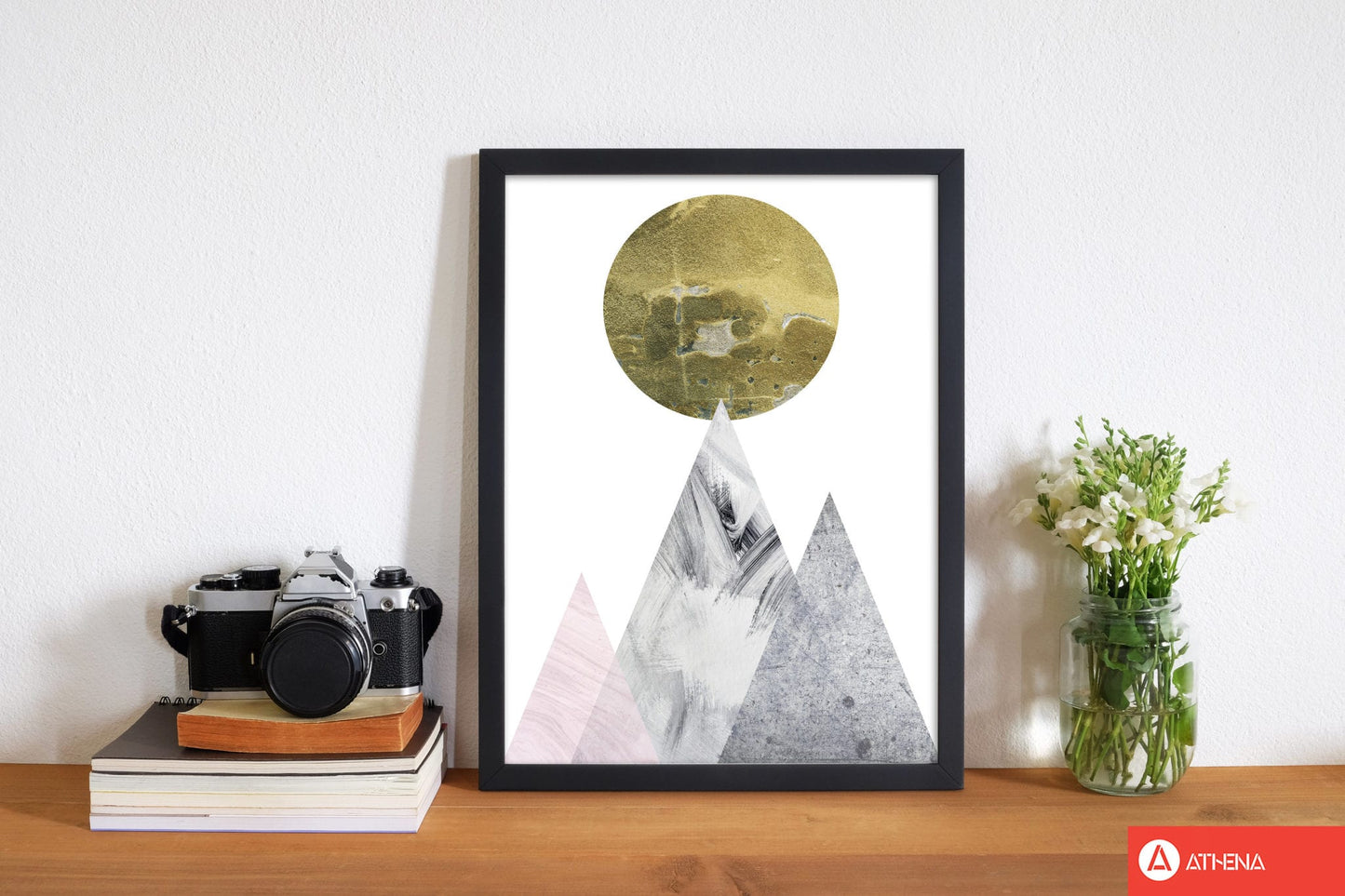 Pink and grey mountains abstract modern fine art print