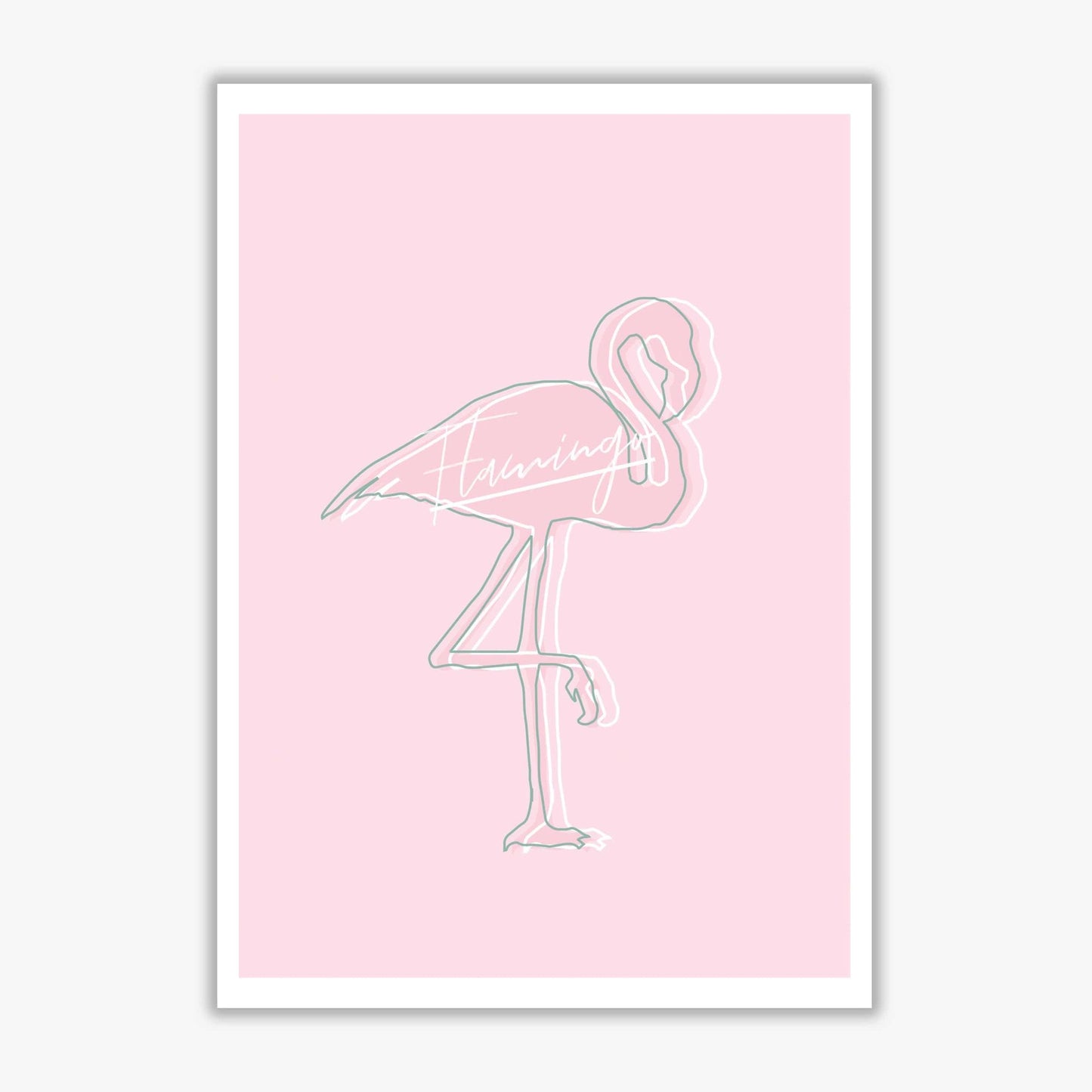 Pink flamingo modern fine art print