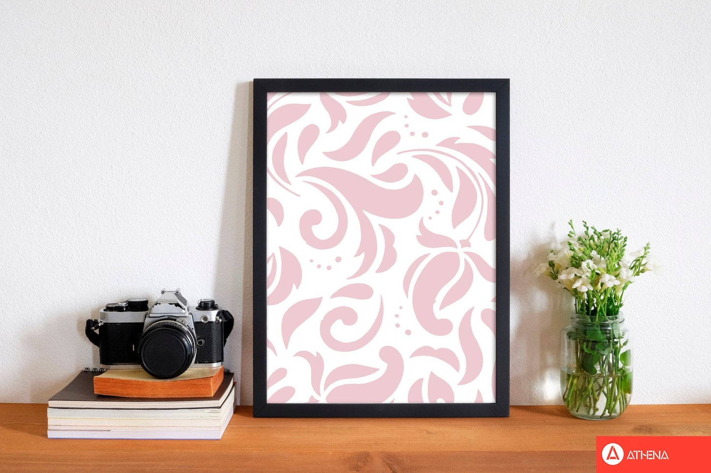 Pink floral pattern modern fine art print