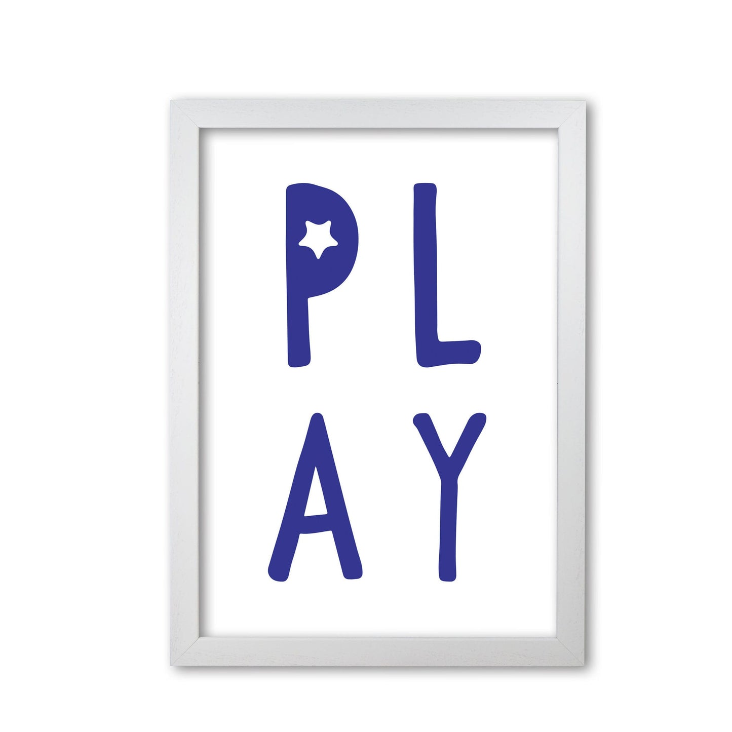 Play navy modern fine art print, framed typography wall art