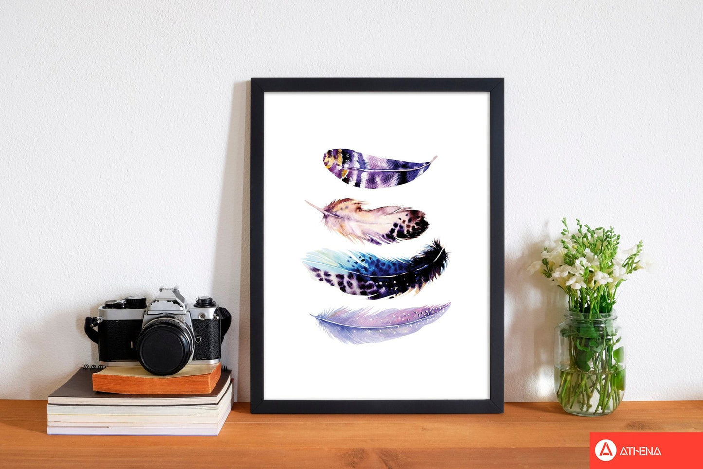 Purple bird feathers abstract modern fine art print