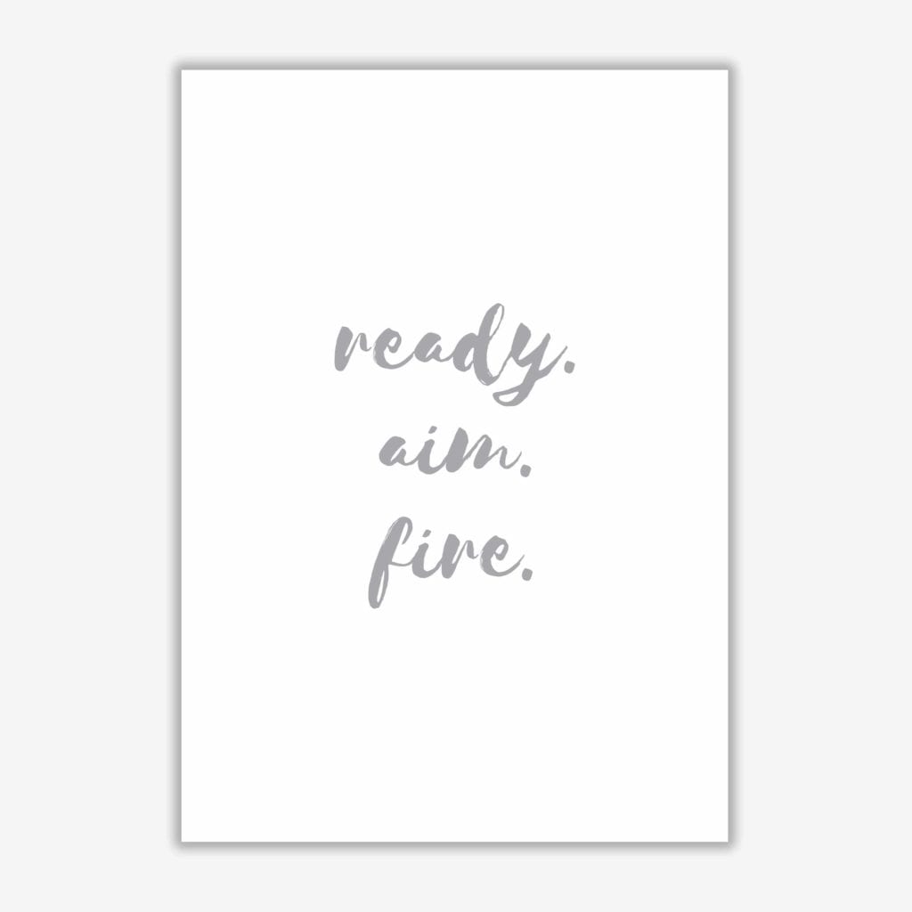 Ready aim fire grey, bathroom modern fine art print, framed bathroom wall art