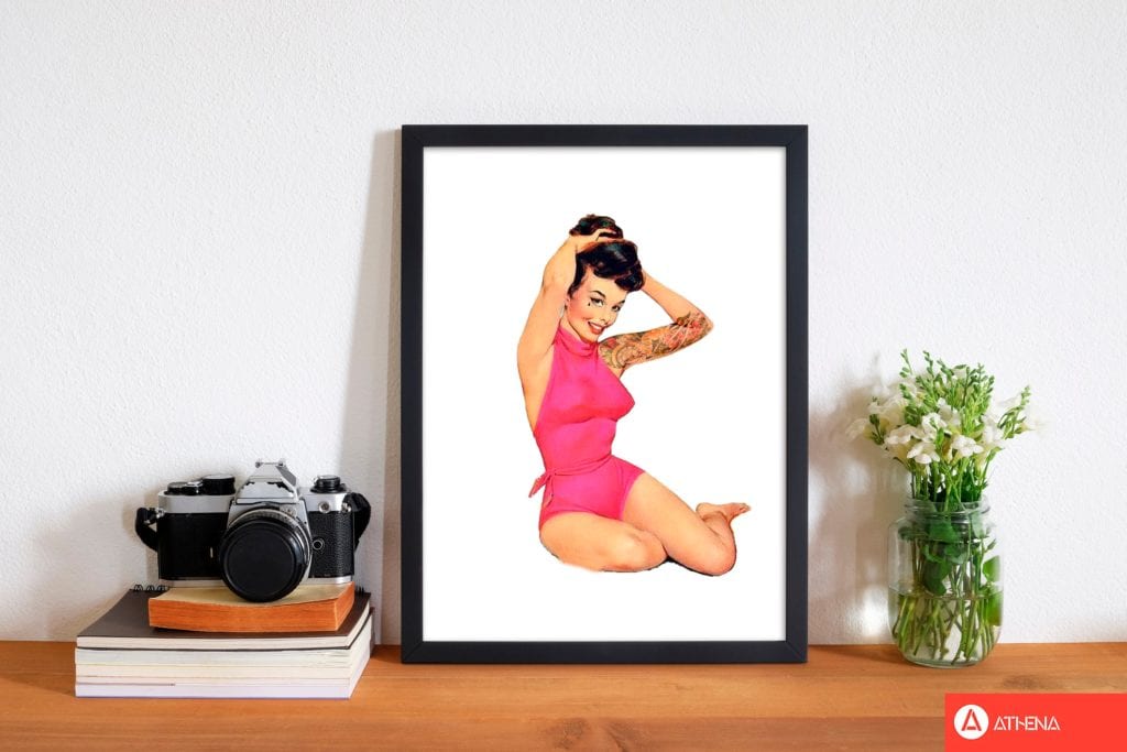 Retro pin up girl modern fine art print
