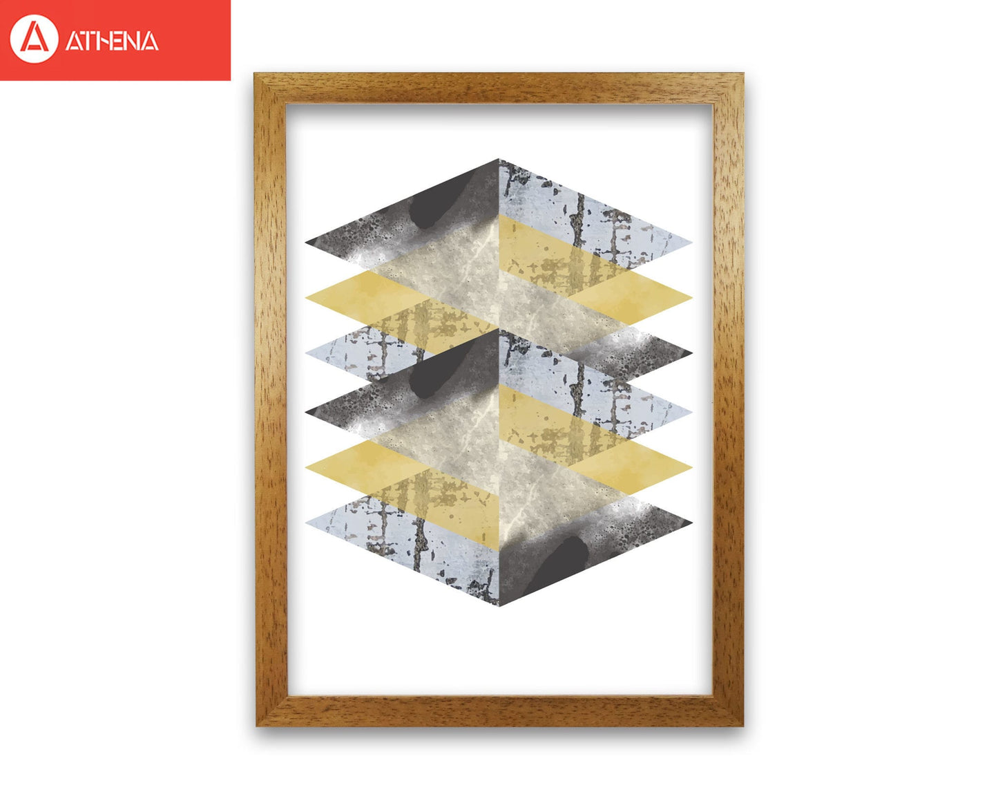 Scuff, yellow and grey abstract triangles modern fine art print