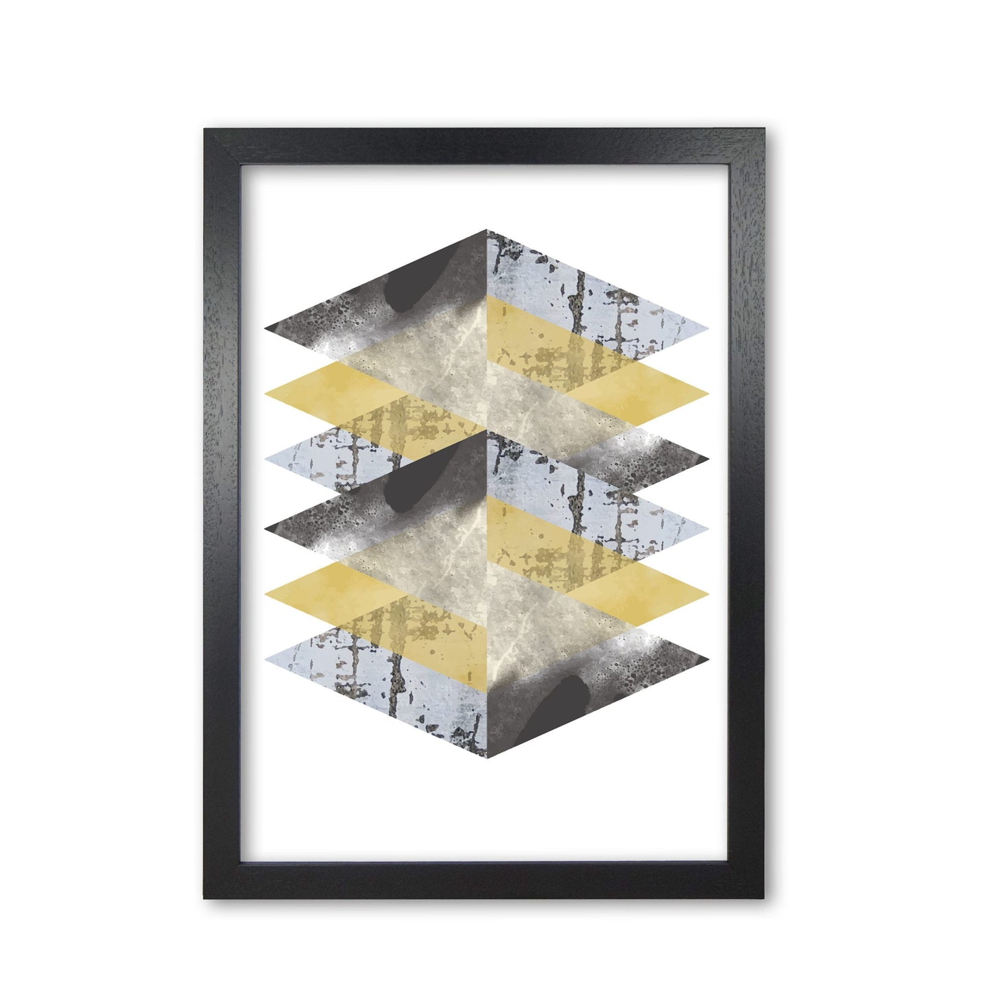 Scuff, yellow and grey abstract triangles modern fine art print