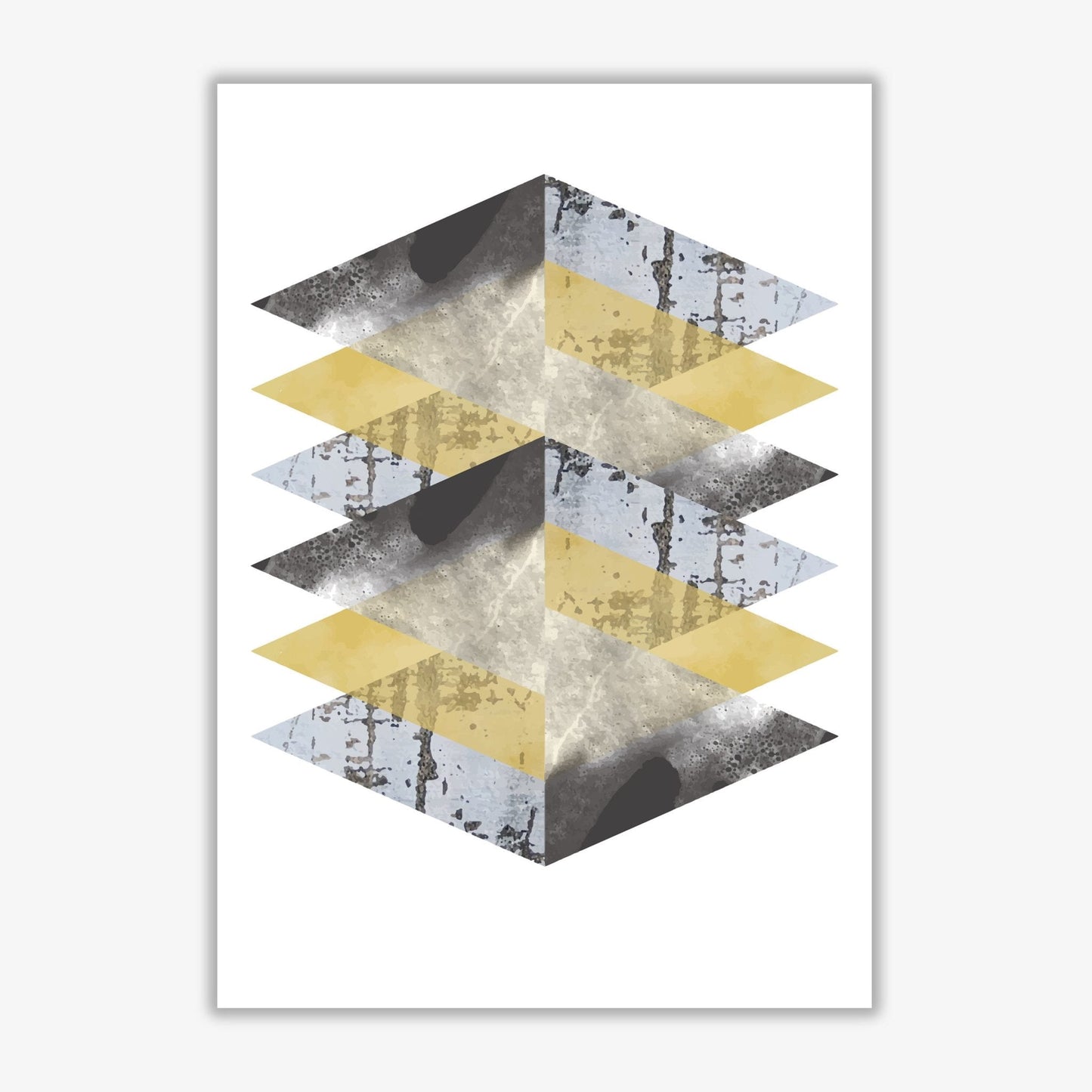 Scuff, yellow and grey abstract triangles modern fine art print