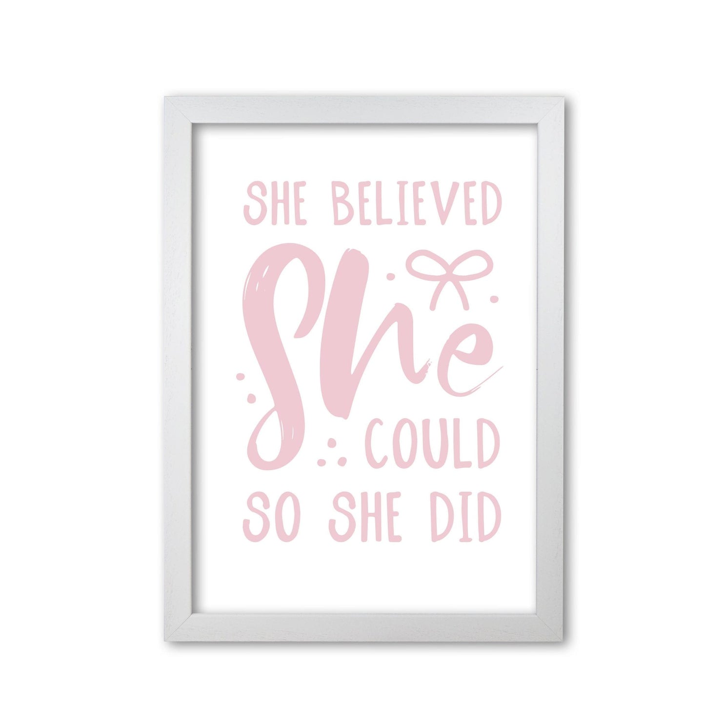 She believed she could so she did baby pink modern fine art print