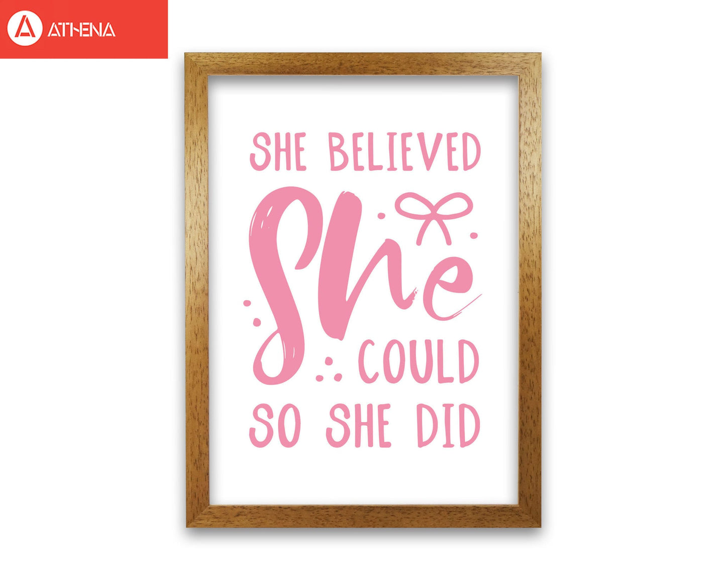 She believed she could so she did bright pink modern fine art print