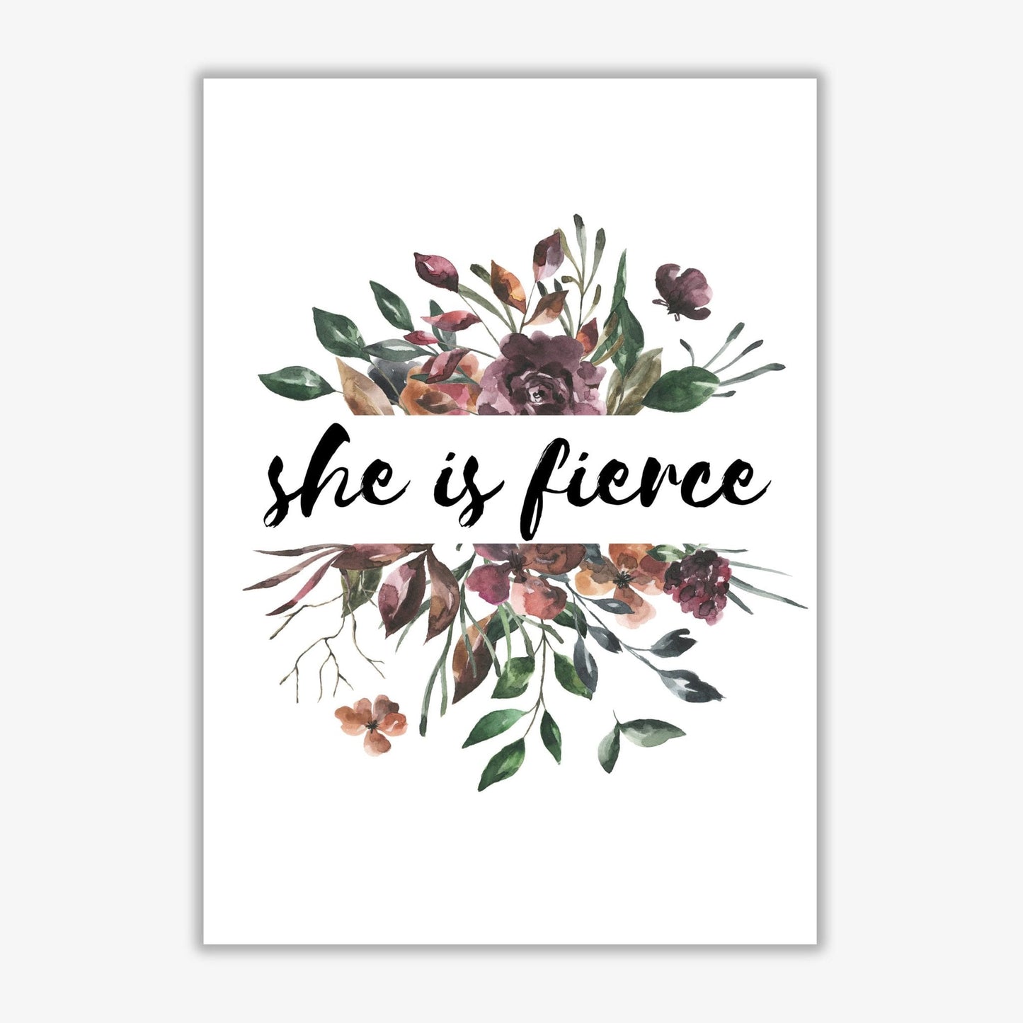 She is fierce mixed floral modern fine art print