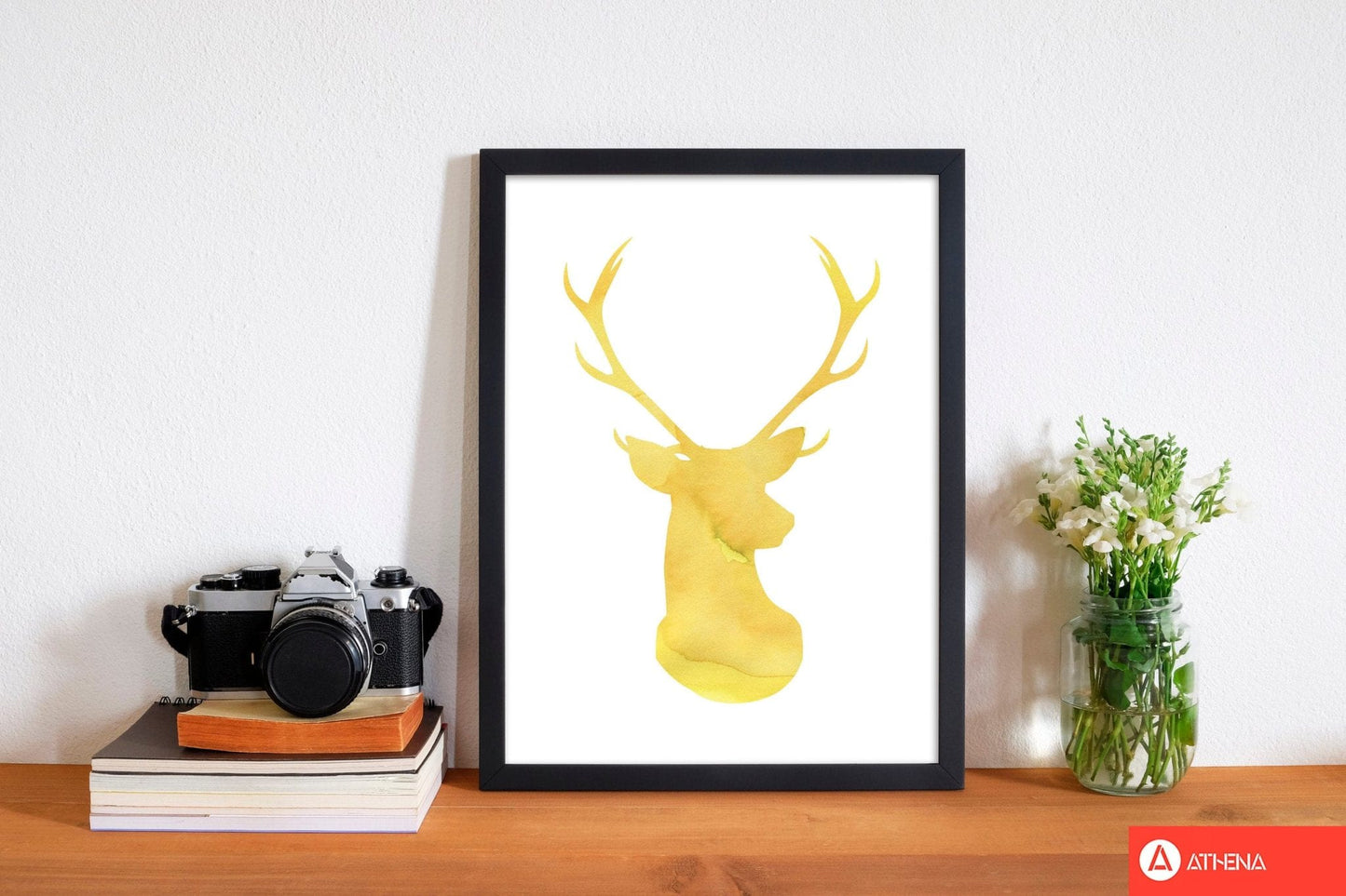 Stags head watercolour modern fine art print