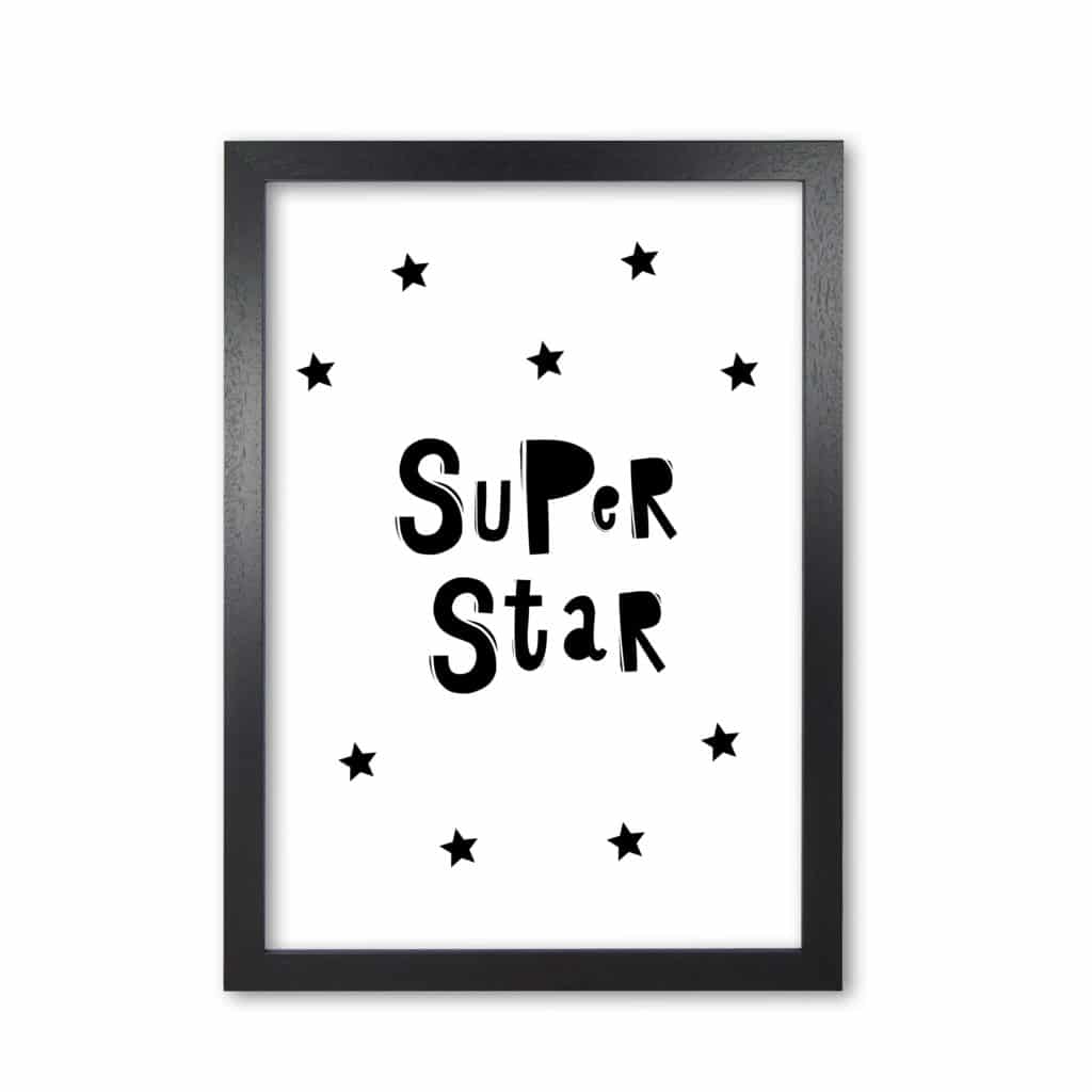 Super star scandi modern fine art print, framed childrens nursey wall art poster