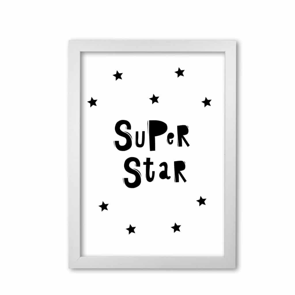 Super star scandi modern fine art print, framed childrens nursey wall art poster