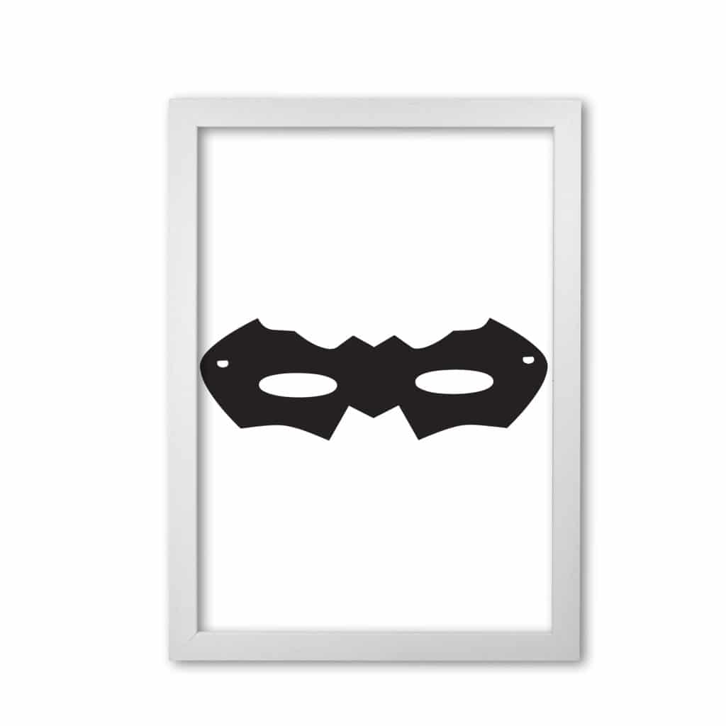 Superhero mask modern fine art print, framed childrens nursey wall art poster