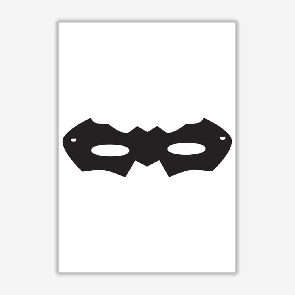 Superhero mask modern fine art print, framed childrens nursey wall art poster