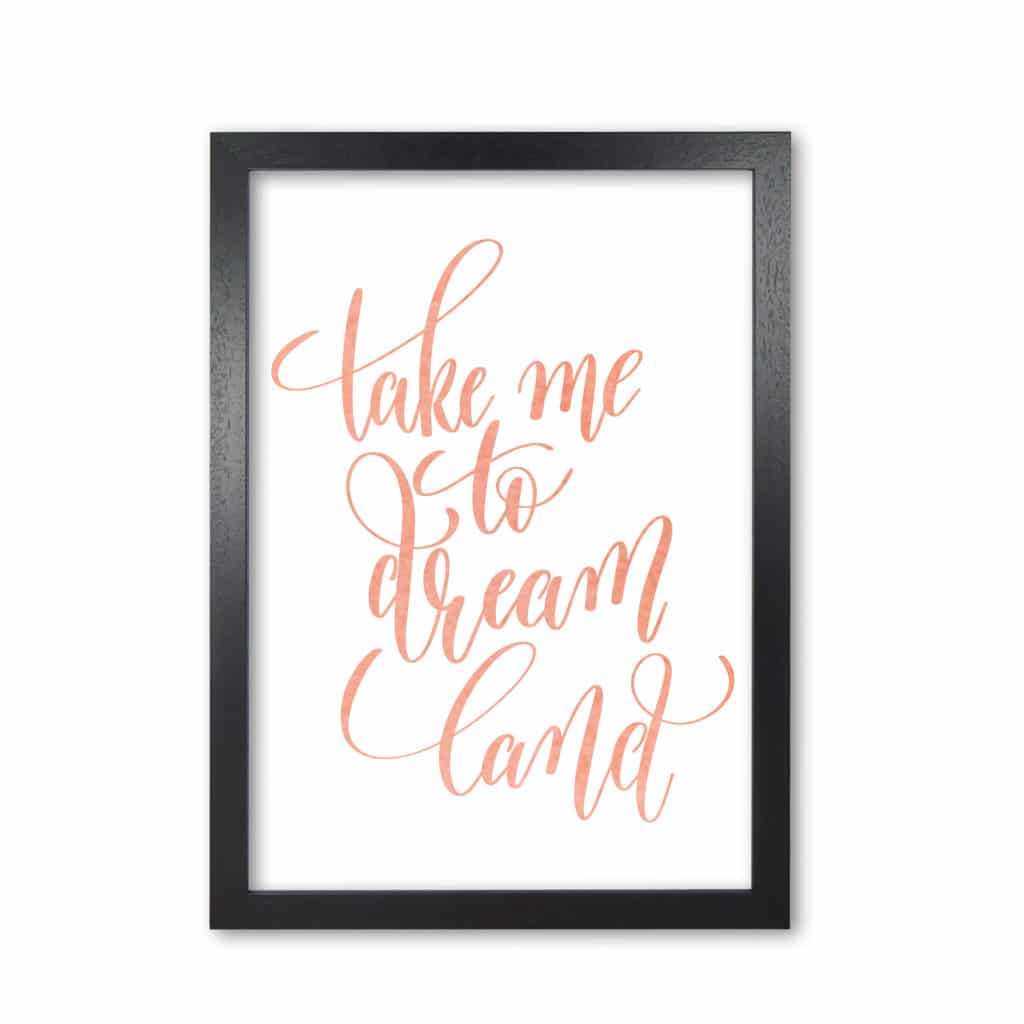 Take me to dreamland peach watercolour modern fine art print