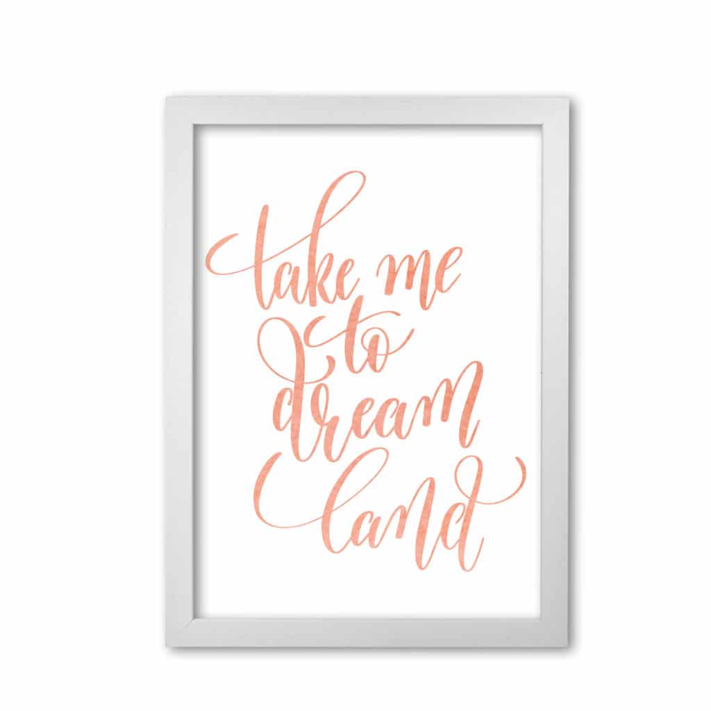 Take me to dreamland peach watercolour modern fine art print
