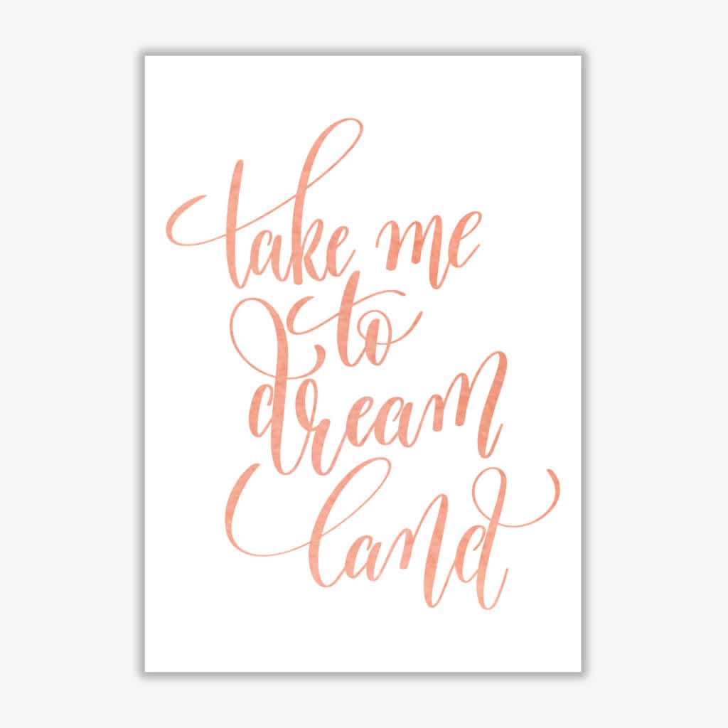Take me to dreamland peach watercolour modern fine art print
