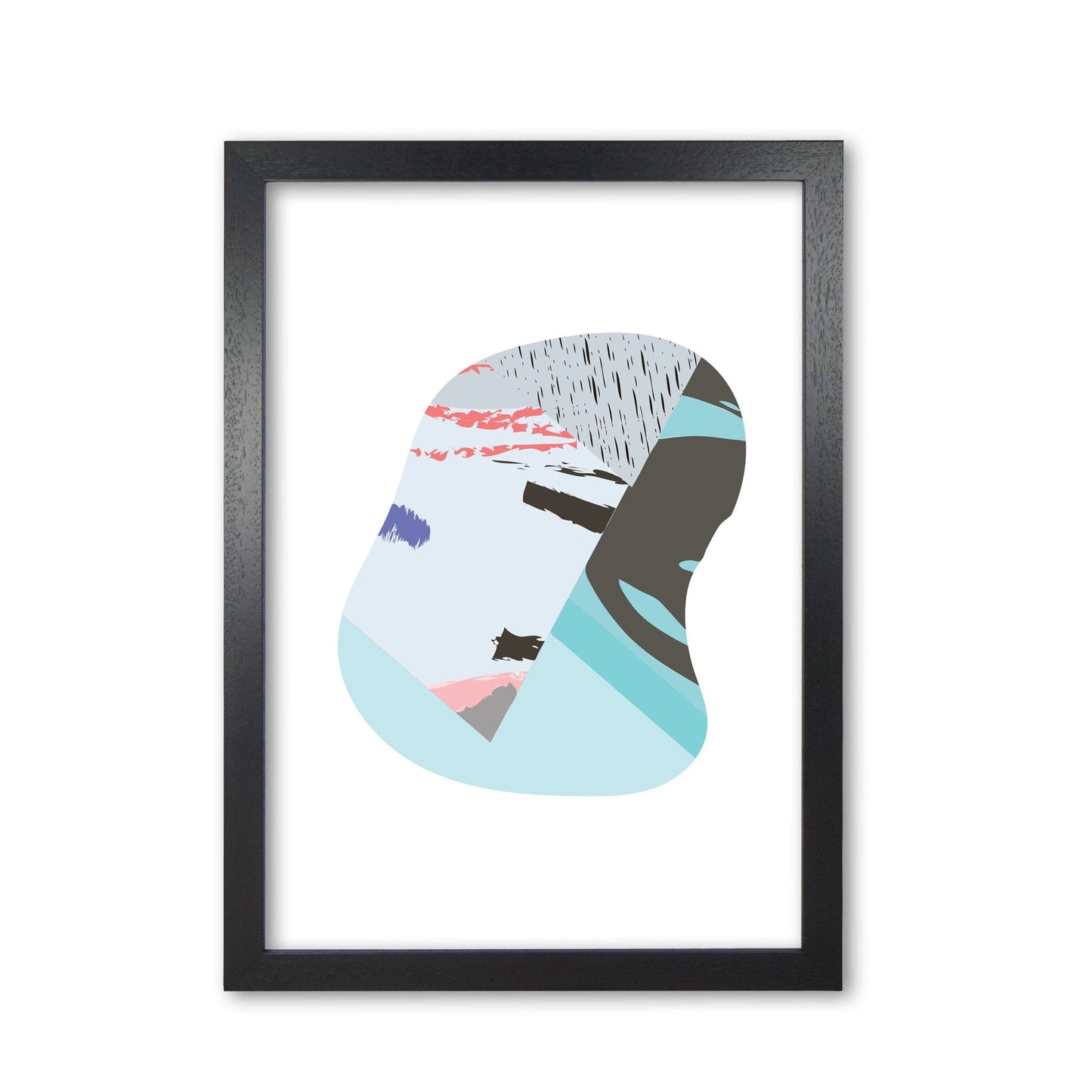 Teal abstract patterns shape modern fine art print