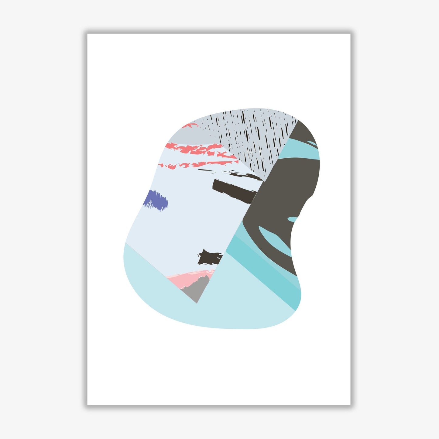 Teal abstract patterns shape modern fine art print