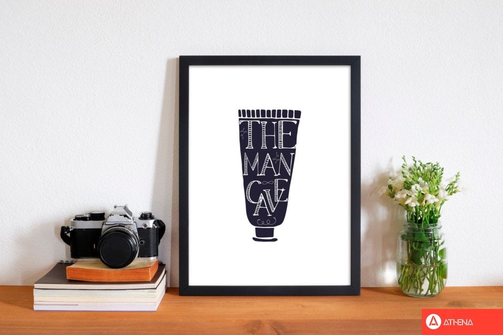 The man cave 1 modern fine art print, framed bathroom wall art