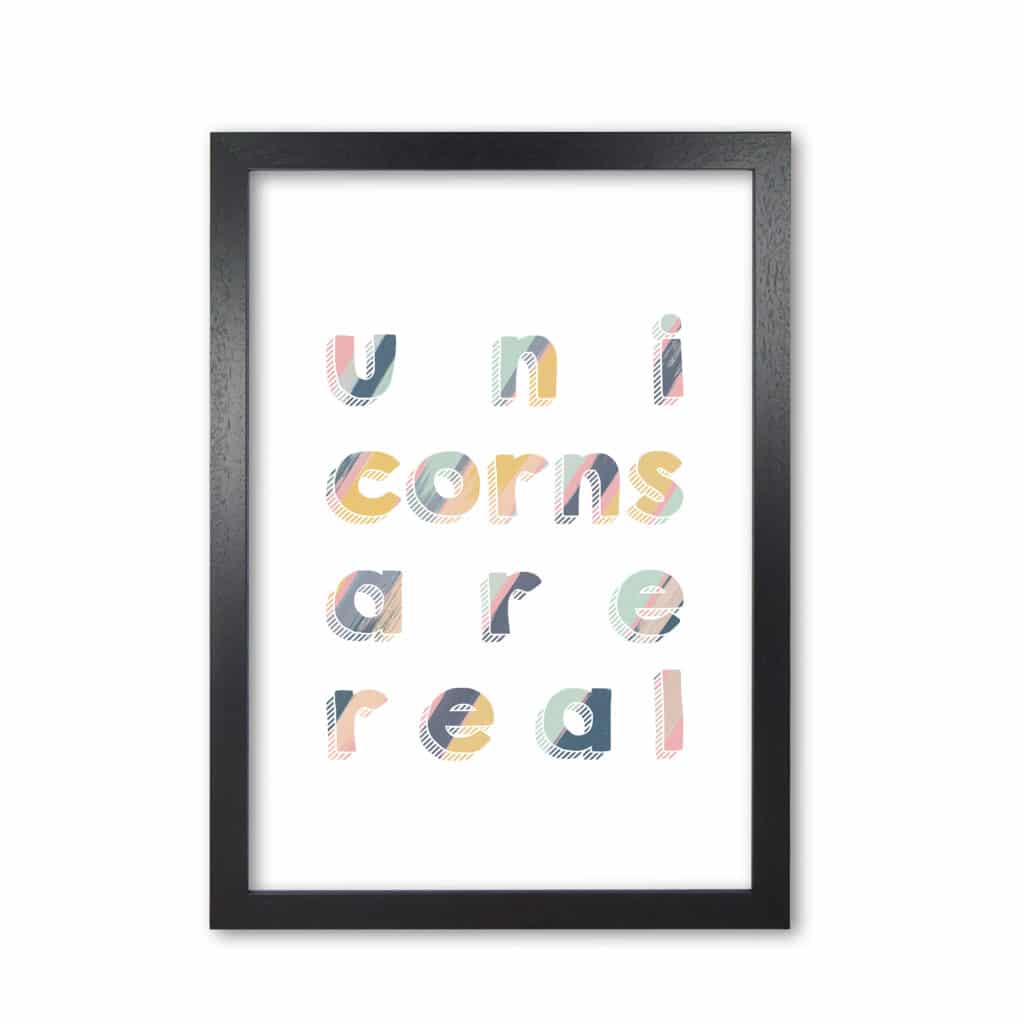 Unicorns are real fine art print by orara studio, framed childrens nursey wall art poster
