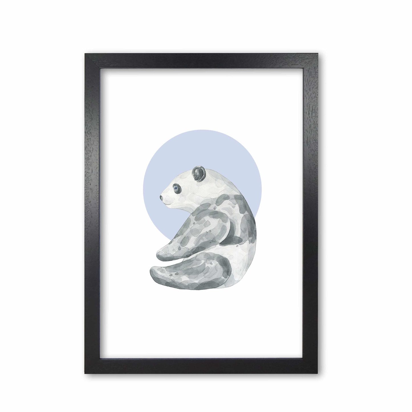 Watercolour panda with blue circle modern fine art print