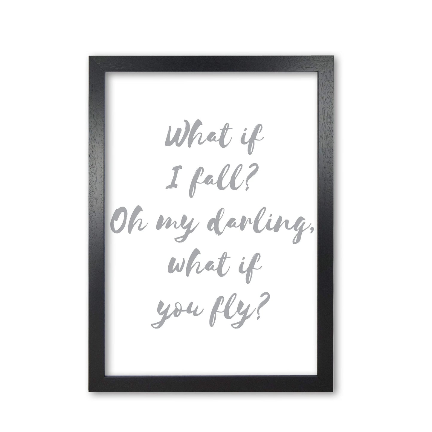 What if i fall? grey modern fine art print