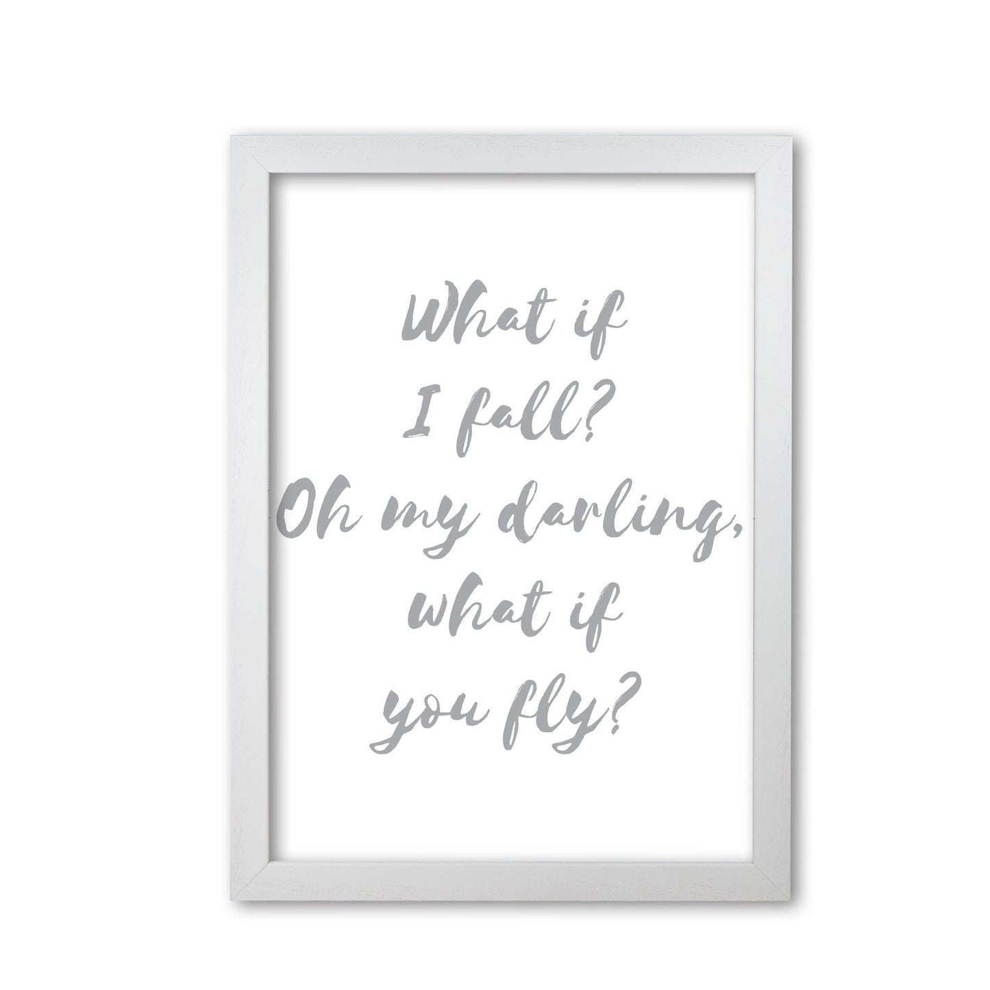 What if i fall? grey modern fine art print