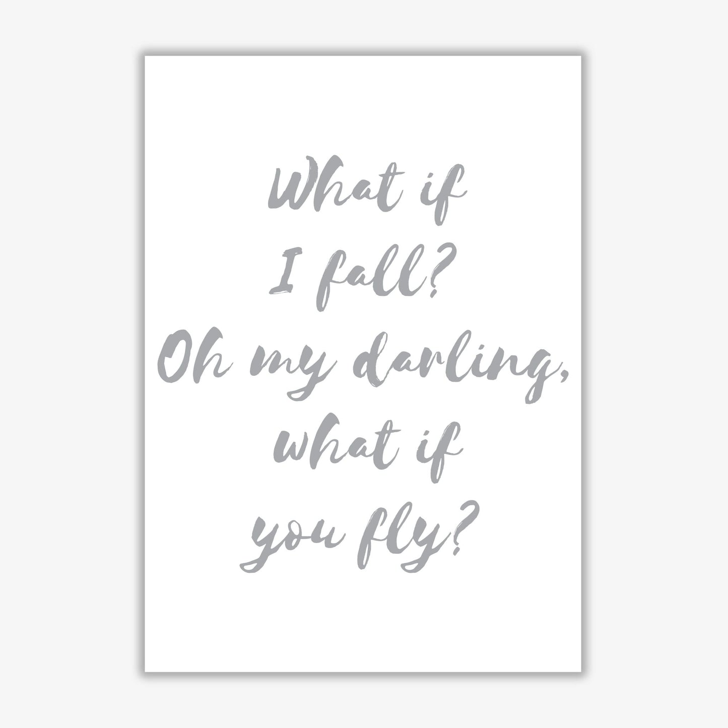 What if i fall? grey modern fine art print