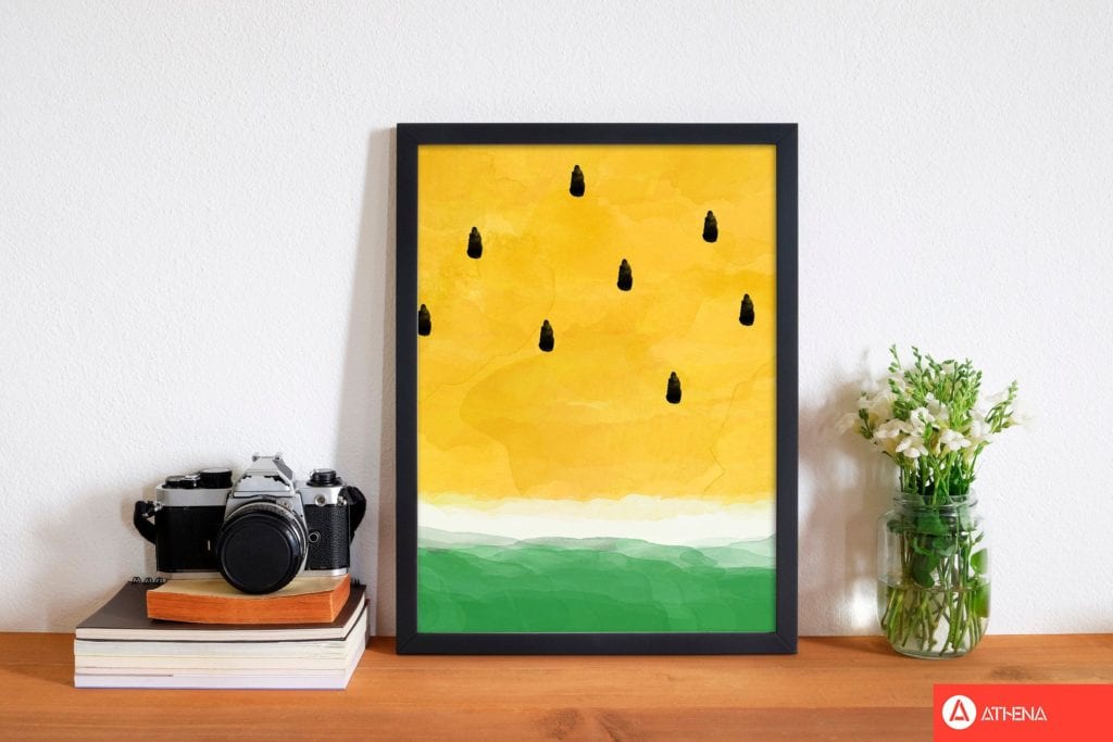 Yellow watermelon fine art print by orara studio, framed kitchen wall art