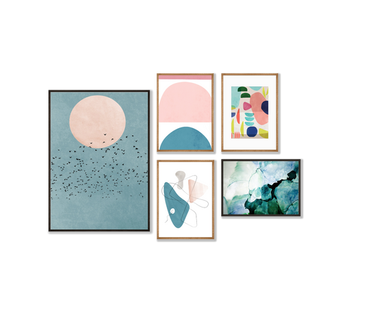 Gallery Wall of blue and pink art prints from Athena