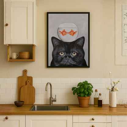 Cat With Fishbowl by Coco Deparis