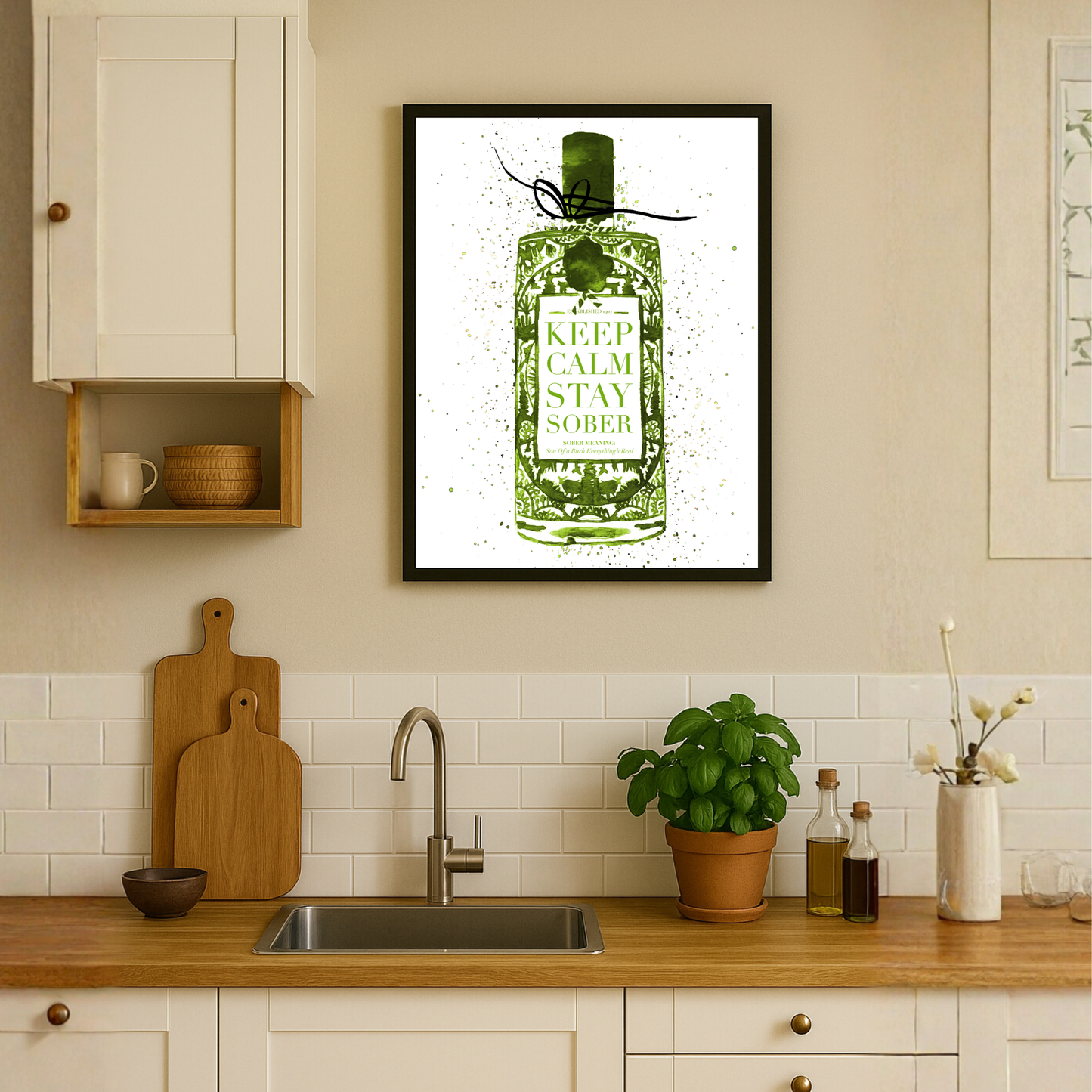 Keep Calm Stay Sober (Green) by Mercedes Lopez