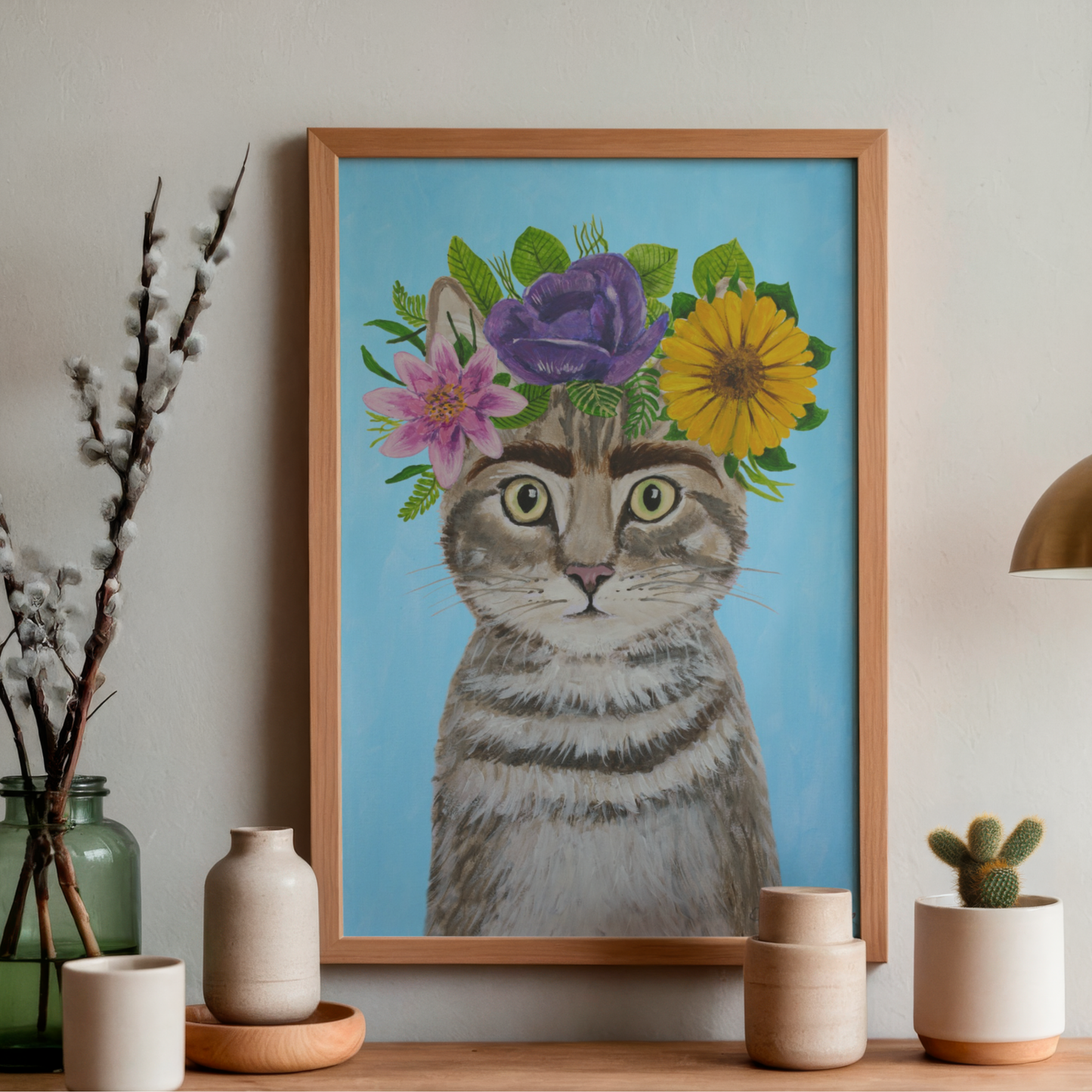 Frida Kahlo Cat Blue by Coco Deparis