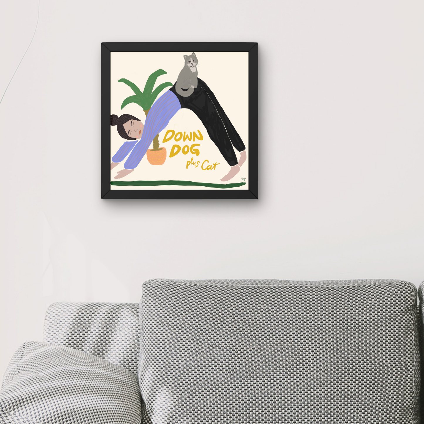 Down Dog With Cat by Alix Campbell Art