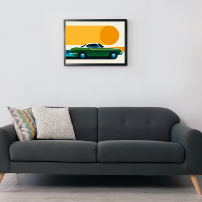 Green Vintage Sports Car Side by Bo Lundberg