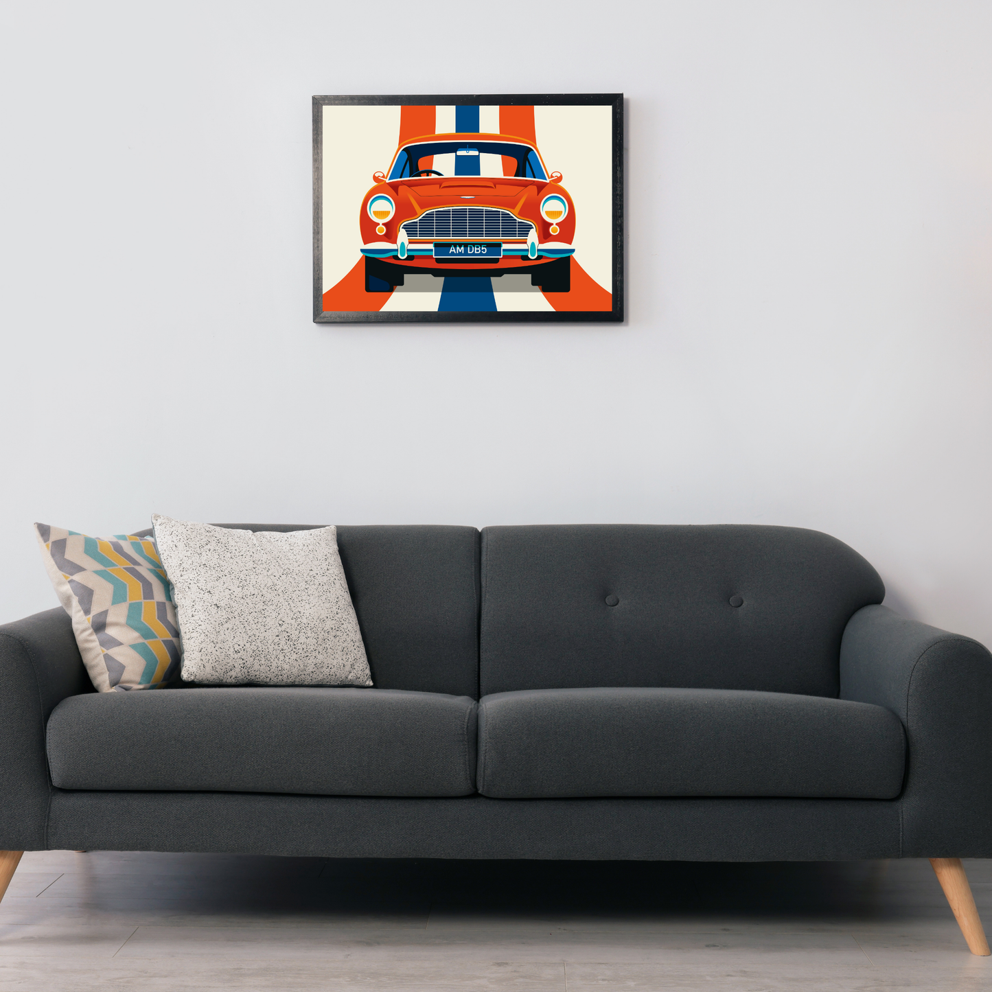 Red and Crème Sports Car Front with Stripe by Bo Lundberg