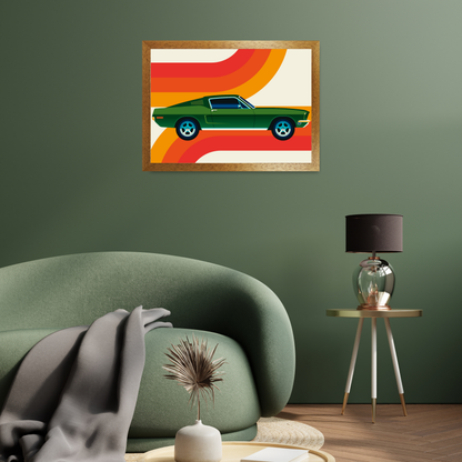 Green Vintage Sports Car with Stripes by Bo Lundberg