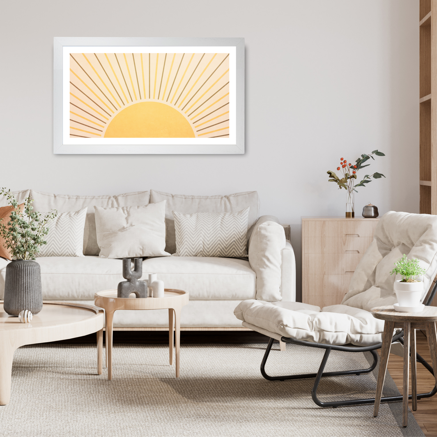 Boho Full Shining Sun and Rays by Print Punk Studio