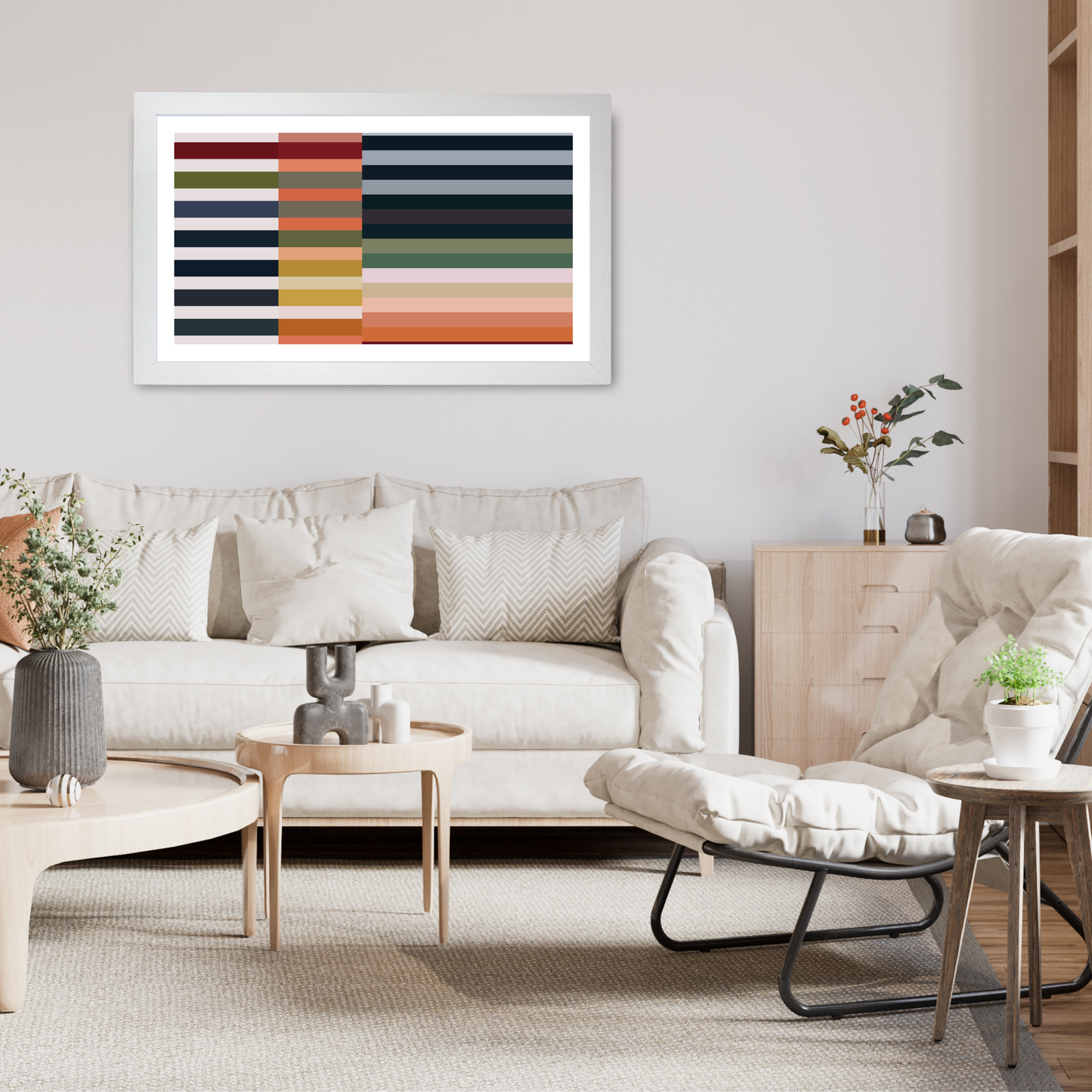 Colourful Earth Tones Stripes Print by Print Punk Studio