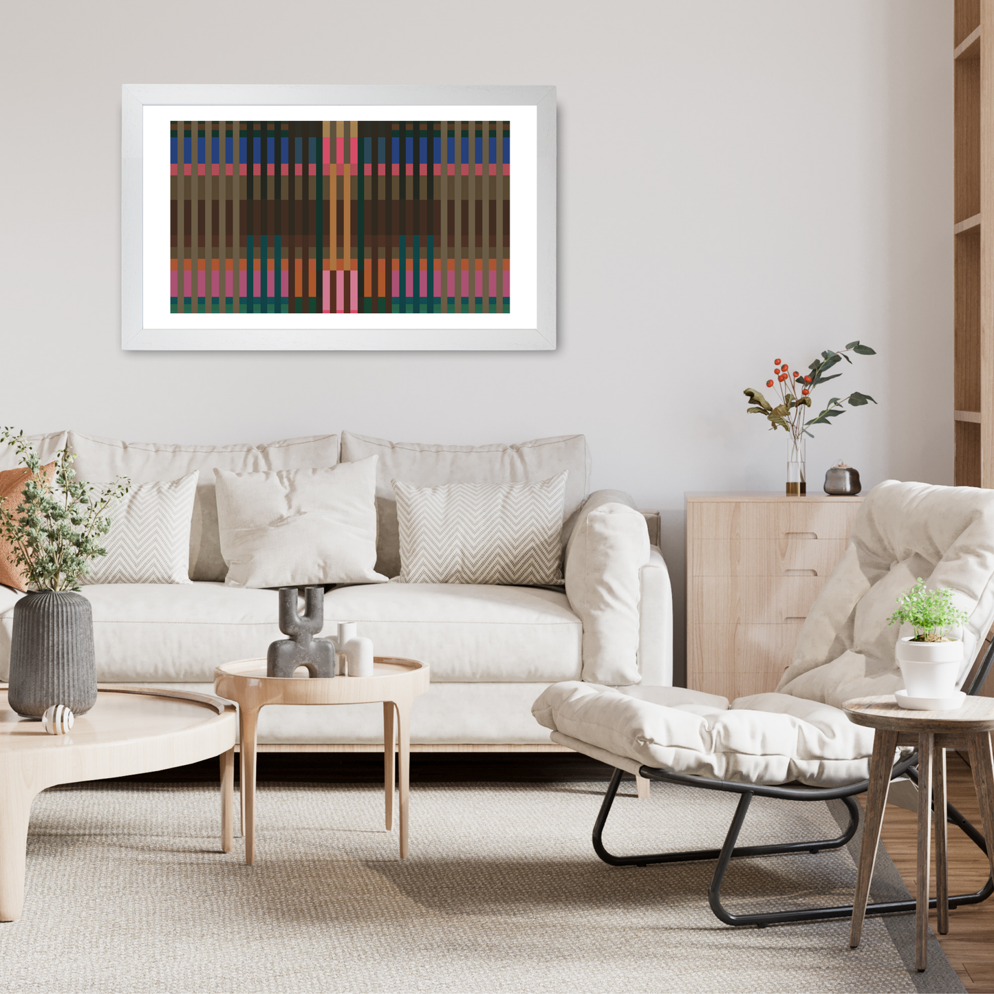 Multicoloured Mirrored Lines Print by Print Punk Studio