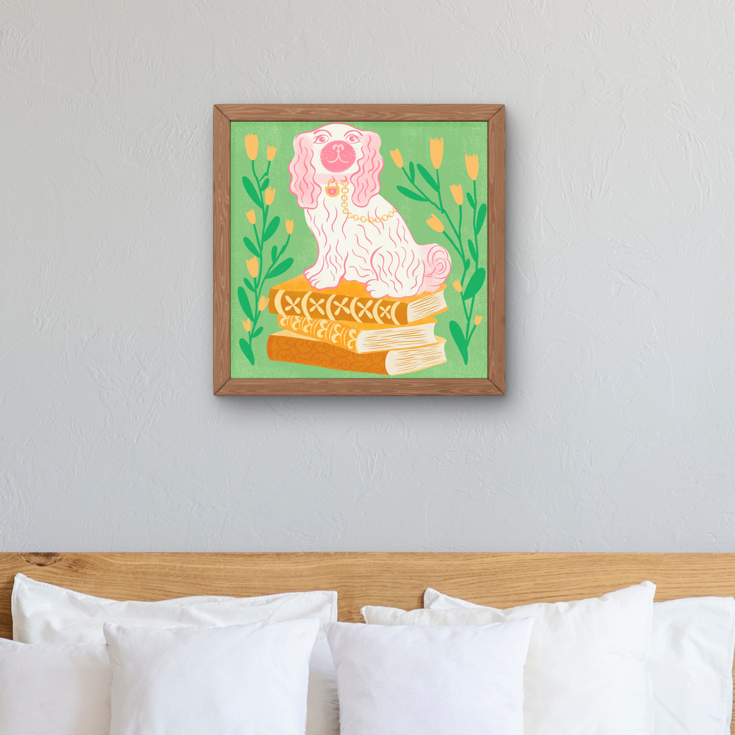 Pink Staffordshire Dog by Carrie Cantwell
