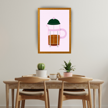 French Press Coffee Pink by Ani Vidotto