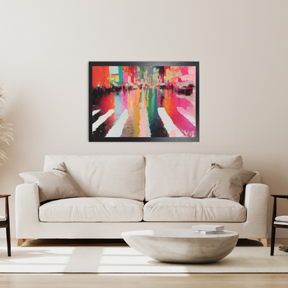 Neon Rain Crosswalk by Chromatic Storm Studio