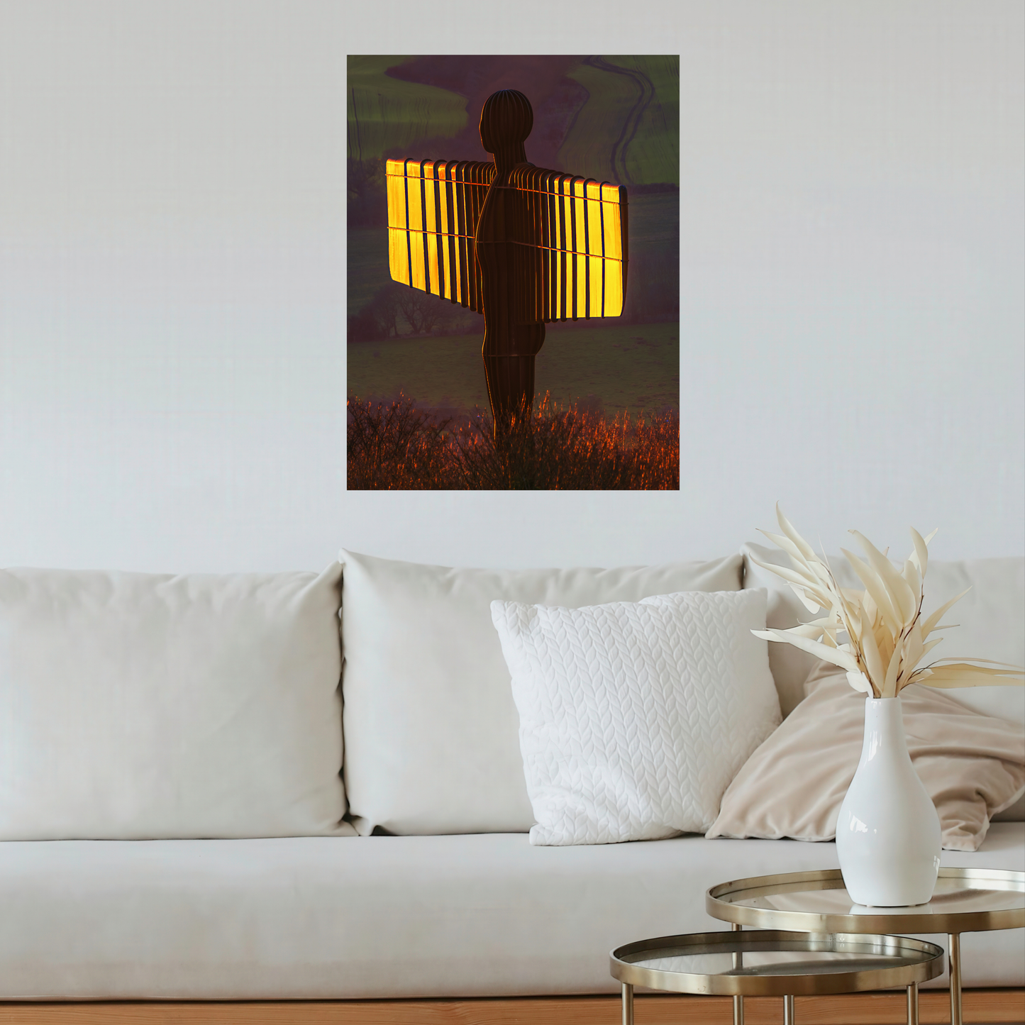 The Angel of The North With The Setting Sun Lighting Her Wings by Steven Robinson