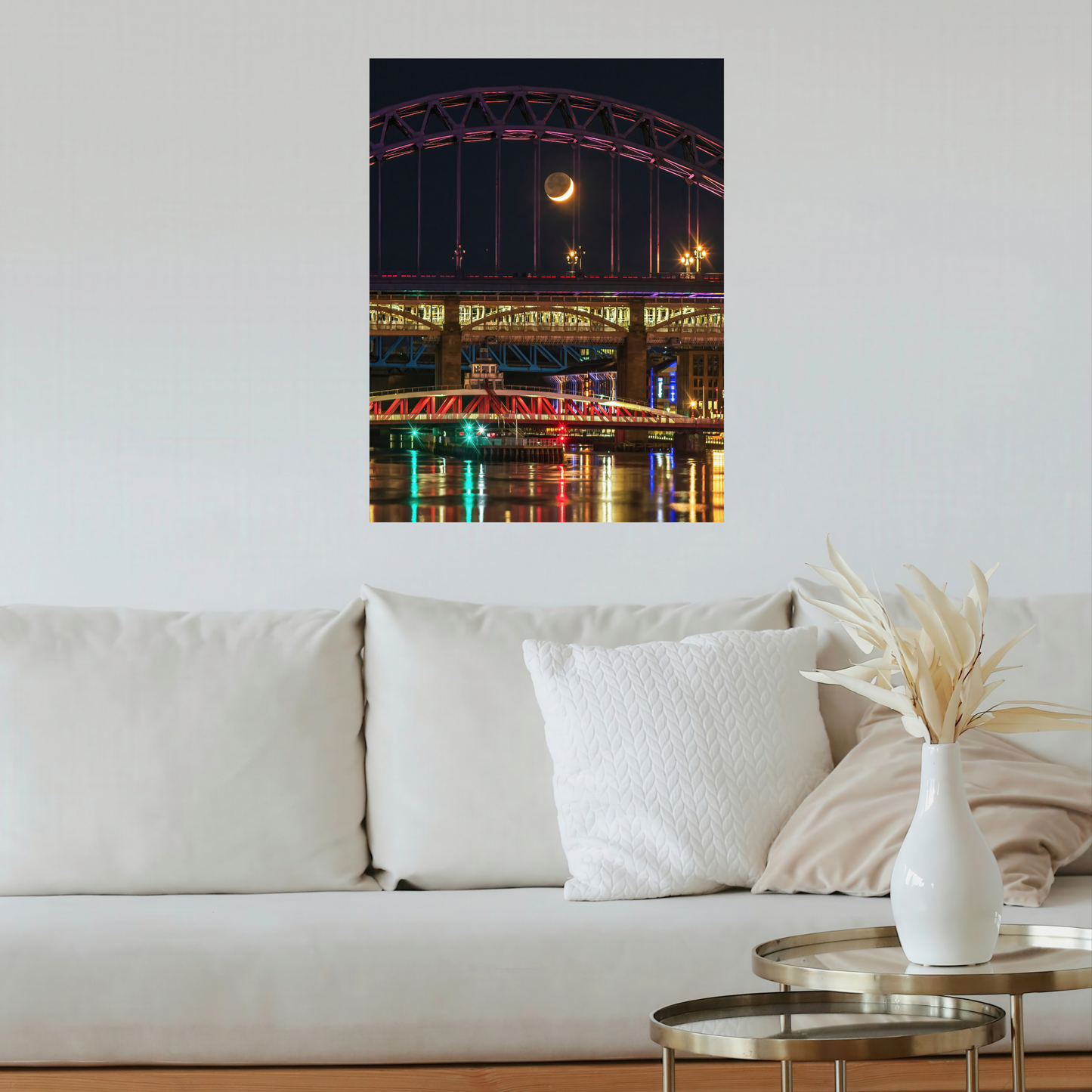 A Lovely Crescent Moon Between the Bars of the Tyne Bridge  by Steven Robinson